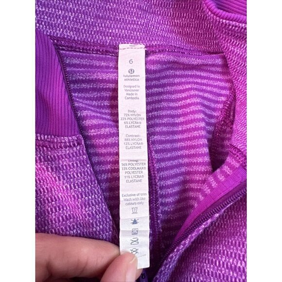 LULULEMON  RUNDERFUL HALF ZIP PULLOVER SZ 6 TENDER VIOLET MINI CHECK PIQUE Z13 - Picture 8 of 8